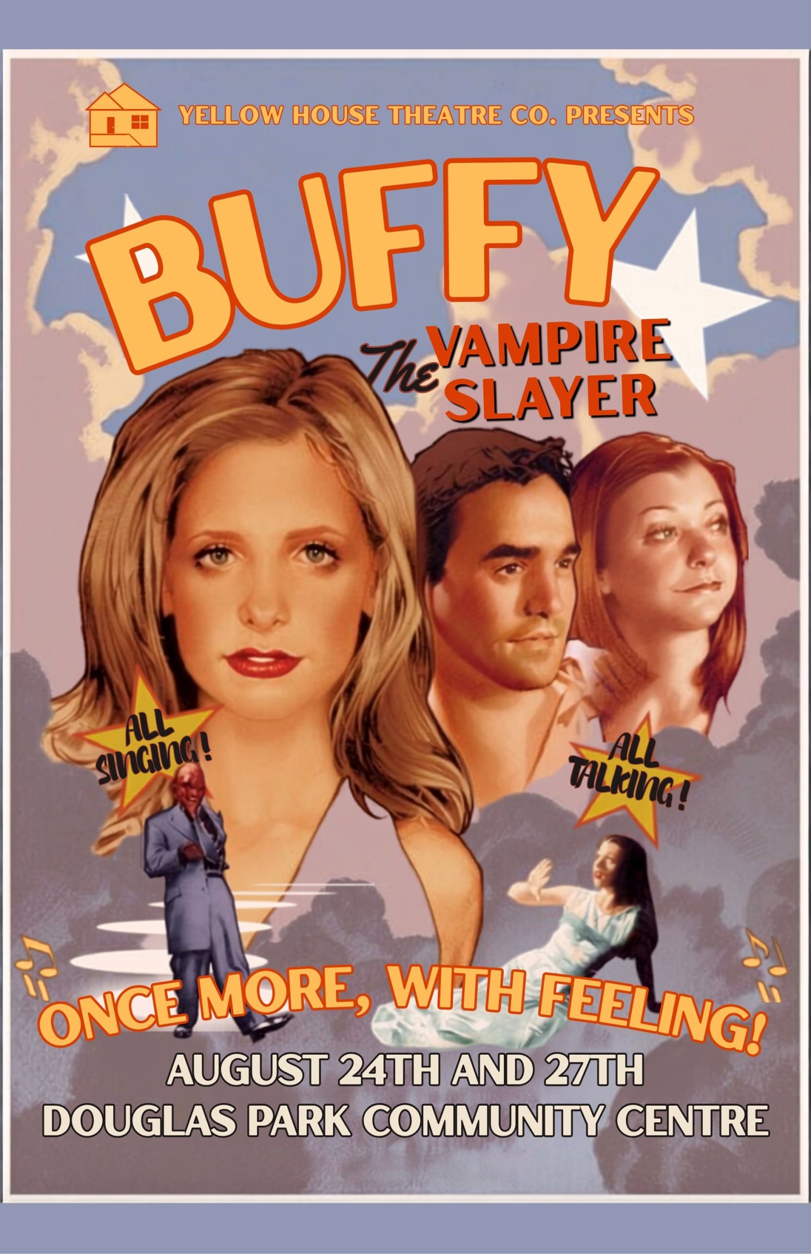 Buffy the Vampire Slayer the Musical: Once More with Feeling August 24 7 PM to 8 PM - https://anc.ca.apm.activecommunities.com/vancouver/activity/search/detail/622057?onlineSiteId=0&from_original_cui=true August 27 7 PM to 8 PM - https://anc.ca.apm.activecommunities.com/vancouver/activity/search/detail/622058?onlineSiteId=0&from_original_cui=true "In every generation there is a Chosen One. She alone will stand against the vampires, the Demons, and the forces of darkness. She is the Slayer… Watch Buffy the Vampire Slayer fight her toughest enemy - a demon who turns her small town, Sunnydale California, into a full fledged musical!! Watch Buffy and the gang burst into song and dance, all the while revealing their innermost secrets in this staging of the musical episode of 90s cult classic TV Series Buffy the Vampire Slayer. Haven’t seen the show? No problem! This show is for all audiences, fans of Buffy and those who haven’t even heard of it alike! This show features a live band, as well as a cast of local singers and actors. This show is being staged by Yellow House Theatre Co (@yellowhousetheatreco on Instagram!), a theatre company founded by two UBC graduates (Olivia Richards and Marcus Rahal) with the goal of showcasing emerging creatives! We can’t wait to see you all in Sunnydale (aka the Douglas Park Community Centre Gym) August 24th and 27th!"